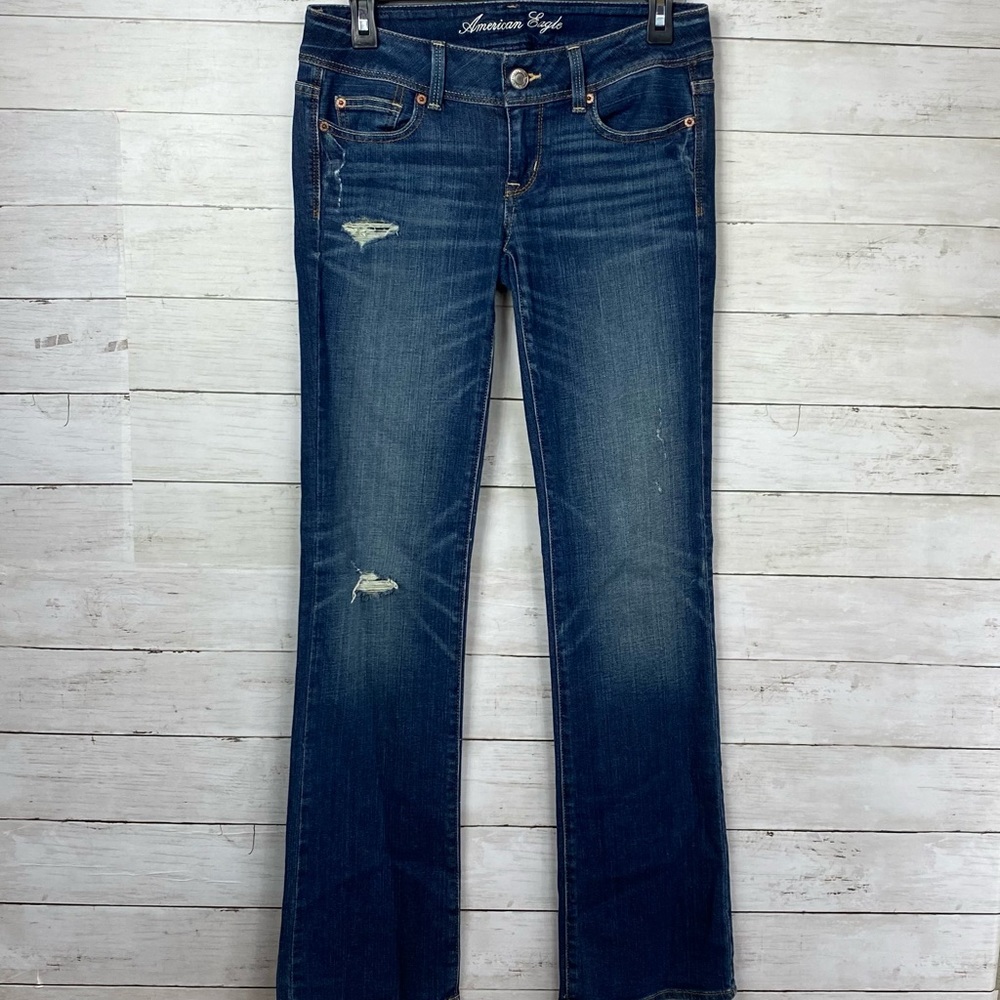 AEO Stretch Slim Boot Distressed Jeans